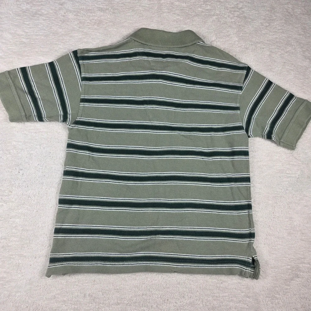 Gap Polo Shirt Kids Small Sage Green Excellent Striped Pique Cotton Short Sleeve